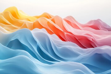 Obraz premium Set of colorful waves, 3d render, Generative AI