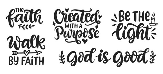Bible verse psalm quotes set. Christian Lettering