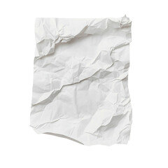 A crumpled white paper sheet, isolated on a white background