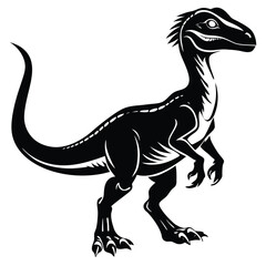 Fototapeta premium Bold black and white vector illustration of a dinosaur animal silhouette perfect for creative designs and graphic projects