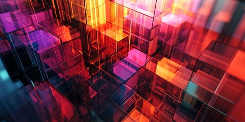 Abstract colorful grids, layered design, 3d render, Generative AI