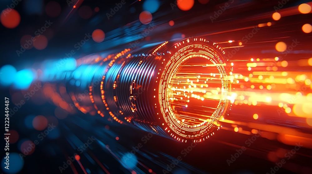 Poster dynamic stream of light and energy in futuristic digital abstract
