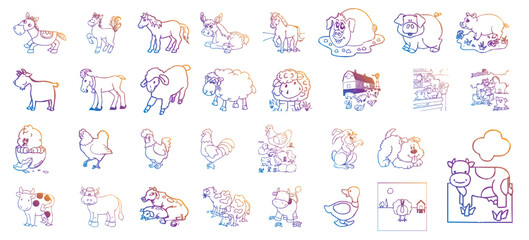 Doodle animal icon bundle