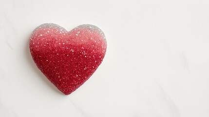 Sparkling red heart on white background - glitter love symbol for valentine's day decor