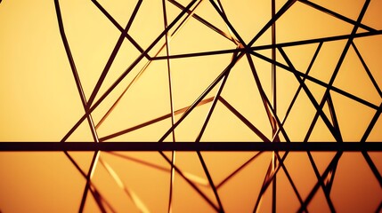 Fototapeta premium Abstract Golden Geometric Structure Lines and Reflections