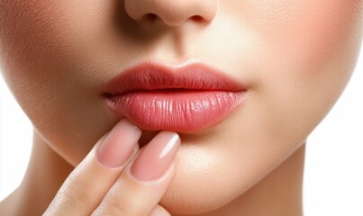 Close-Up of Glossy Natural Pink Lips