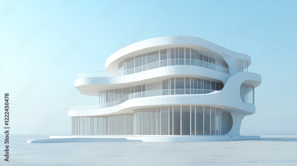 Poster white empty architecture with curves , 3d rendering. computer digital drawing.