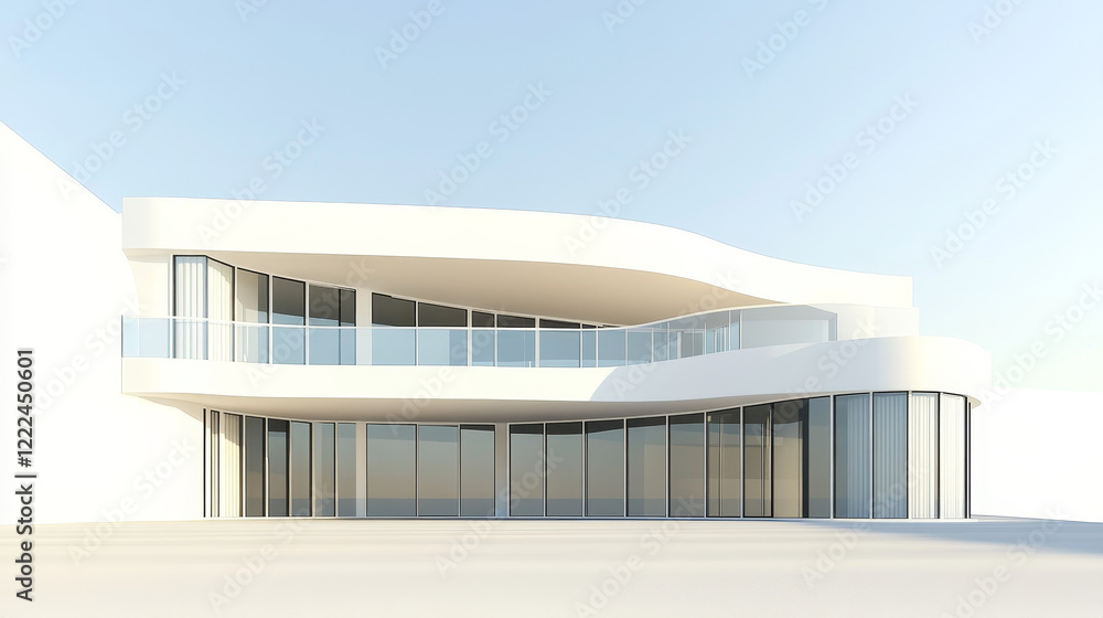 Poster white empty architecture with curves , 3d rendering. computer digital drawing.