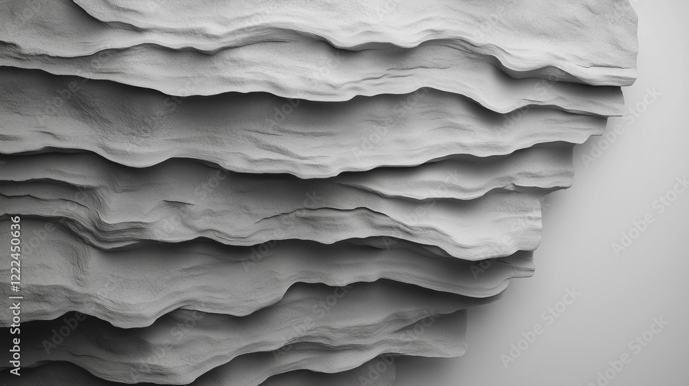 Poster textured abstract: an abstract art piece features a close-up of layered, textured white material cre