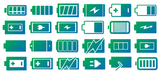 Green battery icon collection