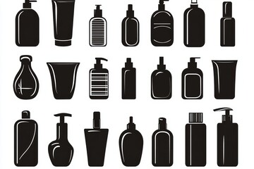 152. Black shampoo Icon Set Vector Silhouette Design Isolated on White Background --ar 3:2 --v 6.1 Job ID: da45c6b0-3d3b-4b28-a7ed-86057ba7886a