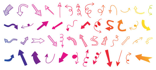 Arrow sign icon collection. Turning sign icon bundle