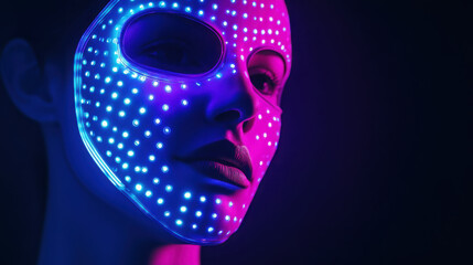 Futuristic led mask with vibrant glowing lights, perfect for cosplay, parties, and themed events