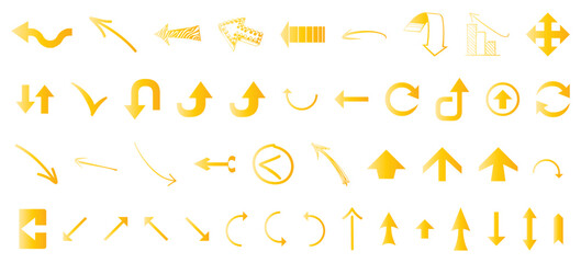 Arrow sign icon collection. Turning sign icon bundle