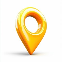 Yellow Location Pin Isolated on White Background
