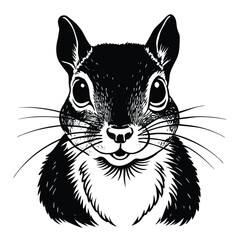 Obraz premium Charming black and white vector illustration of a squirrel animal silhouette ideal for creative designs and graphic projects