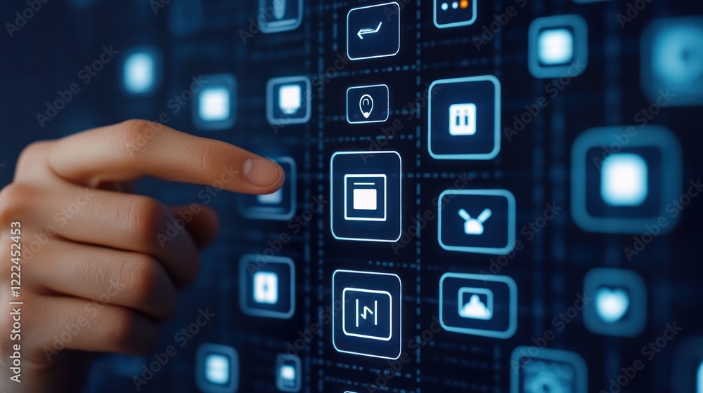 Aufkleber User Interface Interaction with Digital Icons on Touchscreen Device