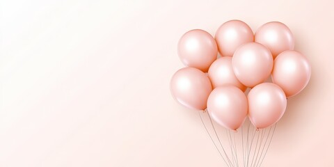 Fototapeta premium Happy Valentine's Day Banner Design with Soft Pink Background and Elegant Balloons for Love-Themed Celebrations and Greetings
