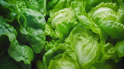 Fototapeta premium Fresh Green Lettuce Leaves Close Up Photo