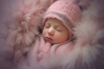 Soft light photography of a newborn baby on a white background