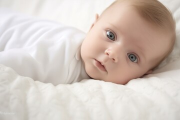 Soft light photography of a newborn baby on a white background