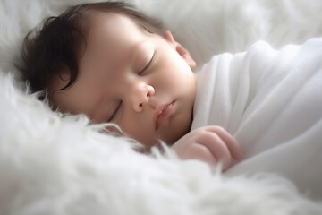 Soft light photography of a newborn baby on a white background