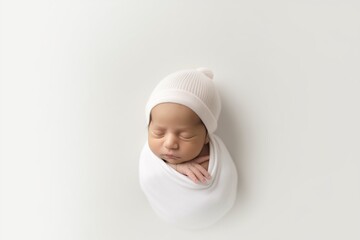 Soft light photography of a newborn baby on a white background