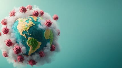 Global pandemic impact earth digital artwork scientific visualization aerial view covid-19 awareness