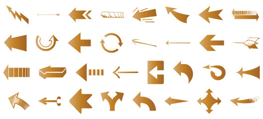 Arrow sign icon collection. Turning sign icon bundle