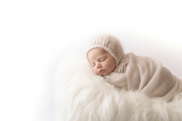 Soft light photography of a newborn baby on a white background
