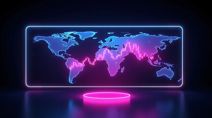 High-Tech Global Network Visualization in Neon Pink