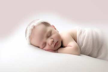 Soft light photography of a newborn baby on a white background