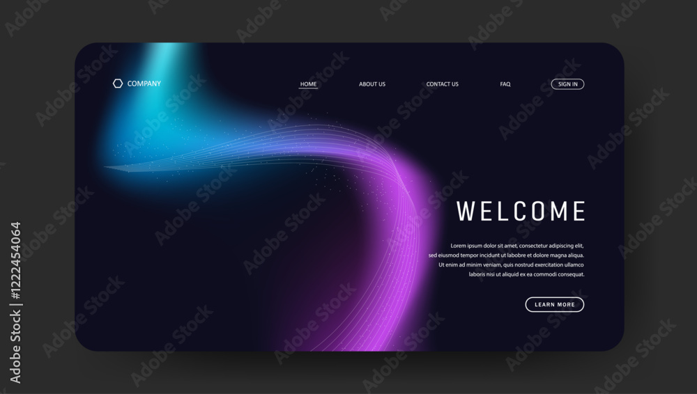Aufkleber abstract wave futuristic design of landing page. retro fluid gradient dark concept website design
