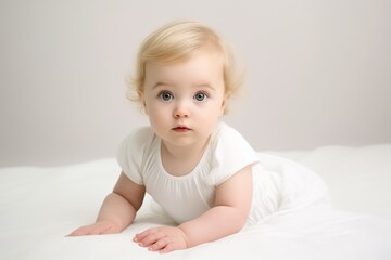 Soft light photography of a newborn baby on a white background