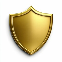 Golden Shield Isolated on White Background
