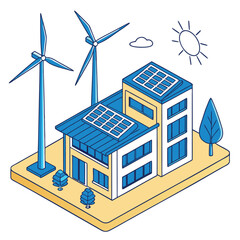 Minimalist concept of green energy tech in business Illustrator Artwork