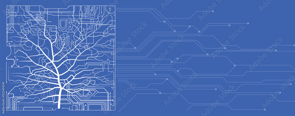 Poster tree of innovation merging nature and circuit boards