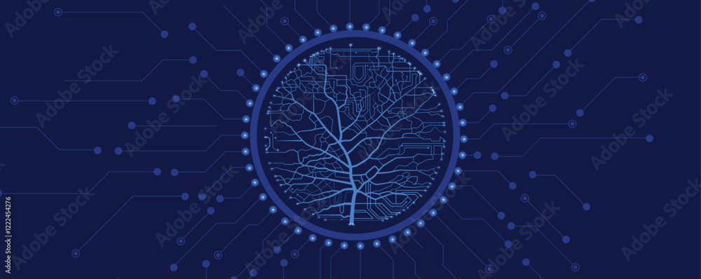 Poster Tree of innovation merging nature and circuit boards