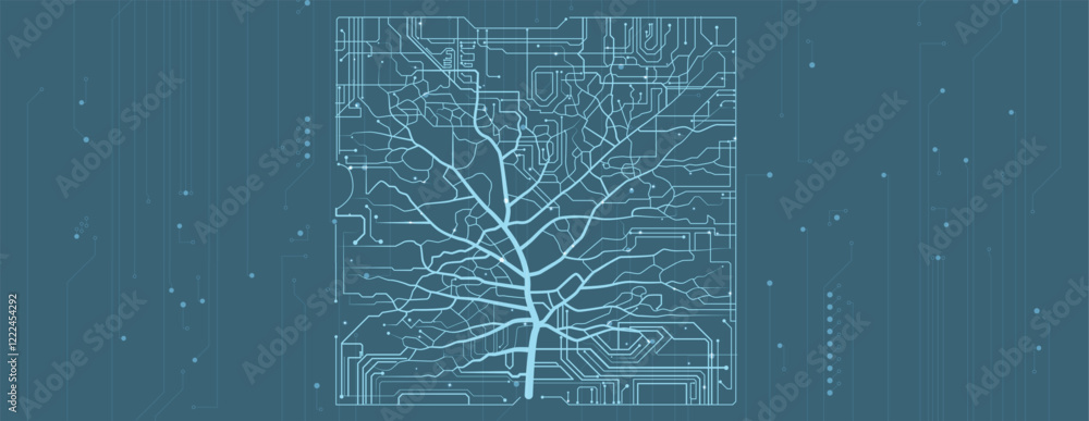 Poster tree of innovation merging nature and circuit boards