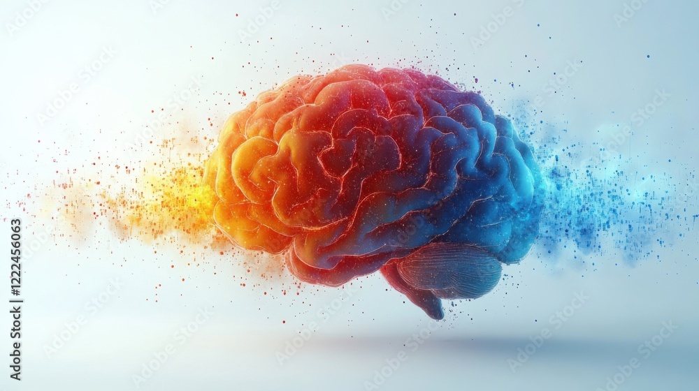 Poster colorful abstract representation of a brain symbolizing creativity and thought processes