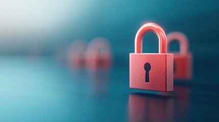 Digital security measures red padlocks representing data protection virtual space conceptual futuristic environment