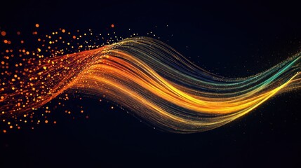 Fototapeta premium Abstract Golden Wave of Light and Particles