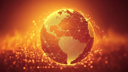 Globe with Connected Dots and Lines against Abstract Background