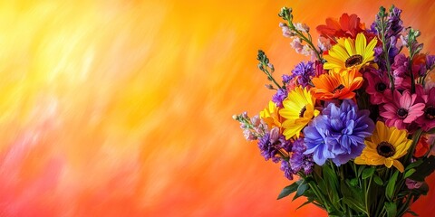 bouquet of summer flowers, living room background