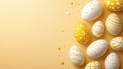 Yellow and white eggs,Easter,postcard,copy space