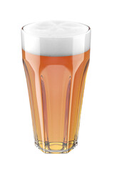 Glass of lager beer on transparent background