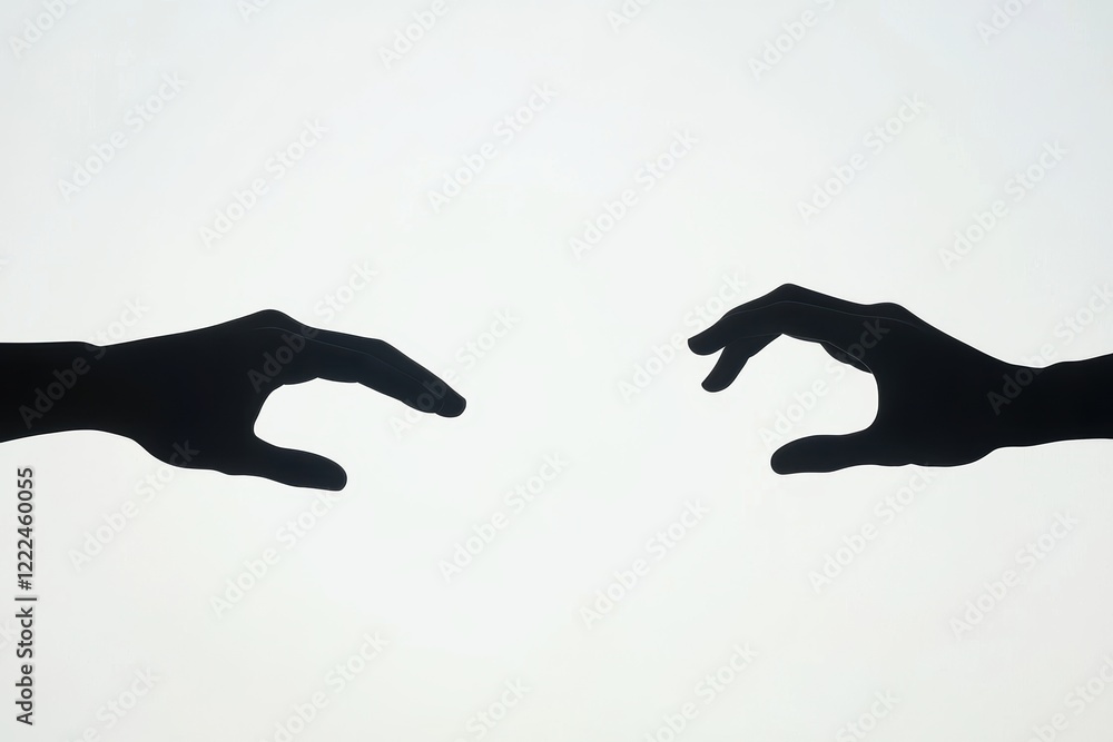 Poster two hands reaching toward each other symbolizing connection and unity