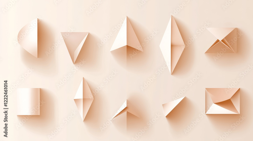 Poster shadow effect of paper like shapes on transparent background. realistic 3d vector illustration set o