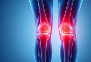 Illustration of human knees with arthritis, showcasing inflammation and pain in the joints.