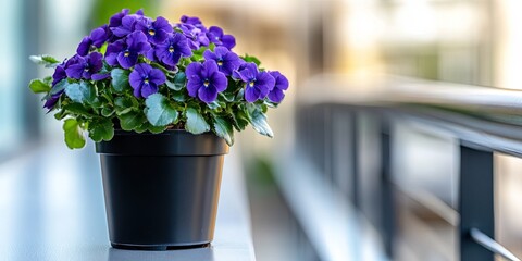 african violet potted plant in modern balcony